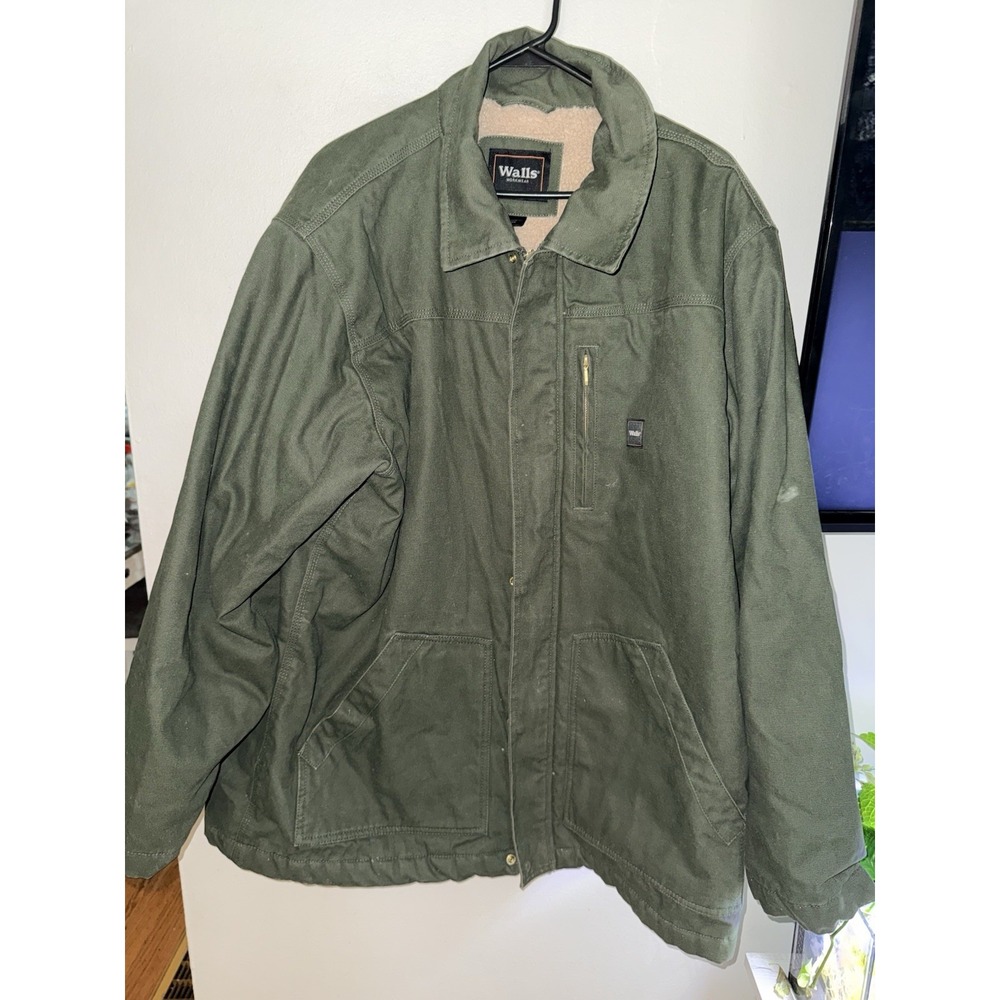 Walls Men's Insulated Flex Duck Jacket Sherpa Fleece Green Size 2XL XXL Men's